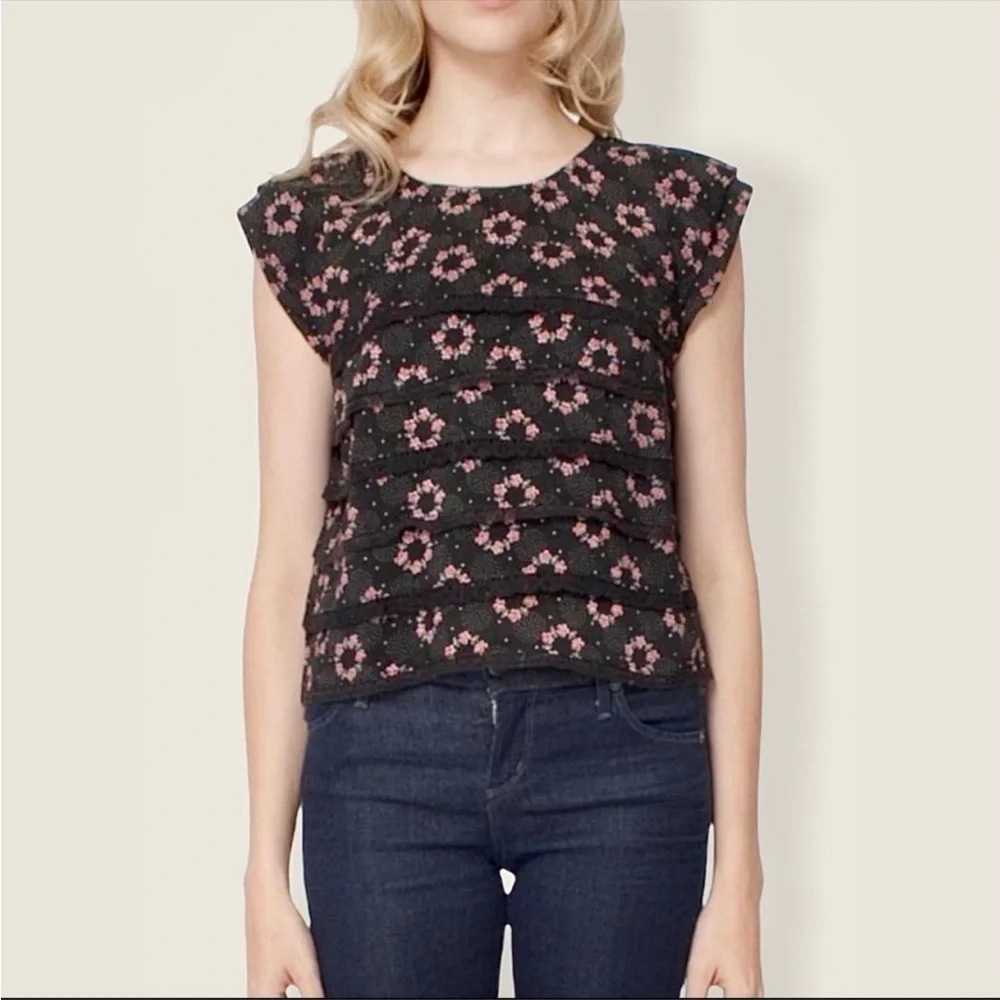 Free People Floral Ruffle Tiered Crop Top Size Small - Picture 3 of 12